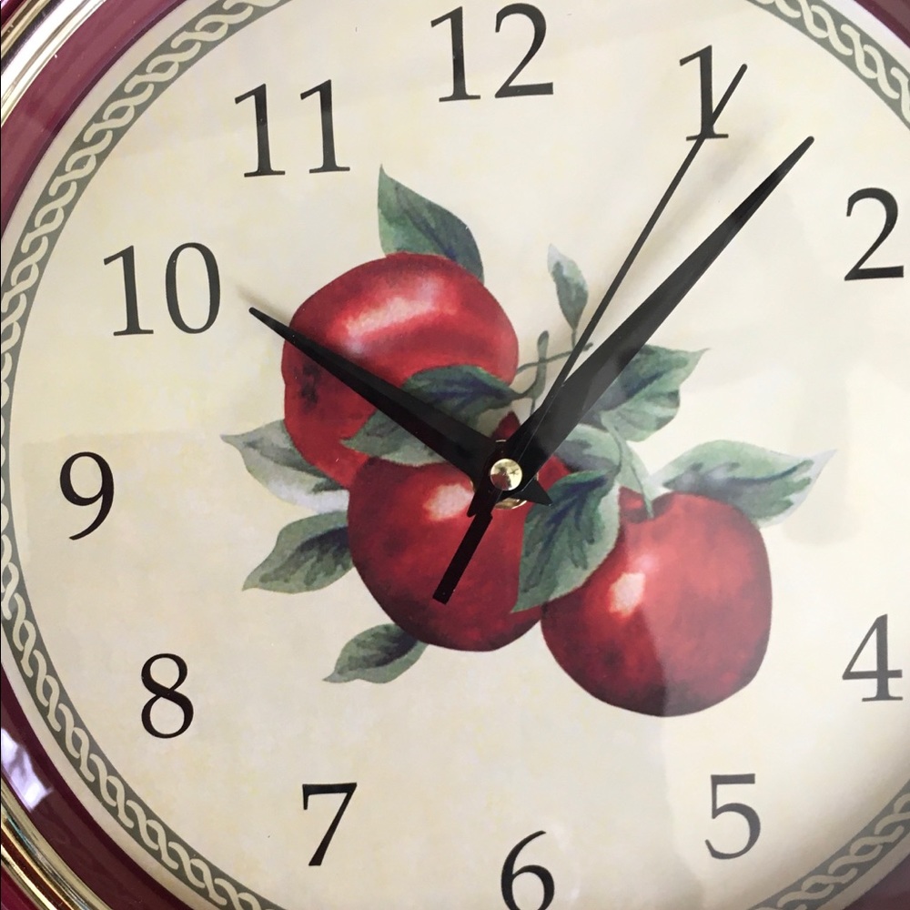 Rustic Apple Clock Kitchen Decor 12” Round - Picture 2 of 5